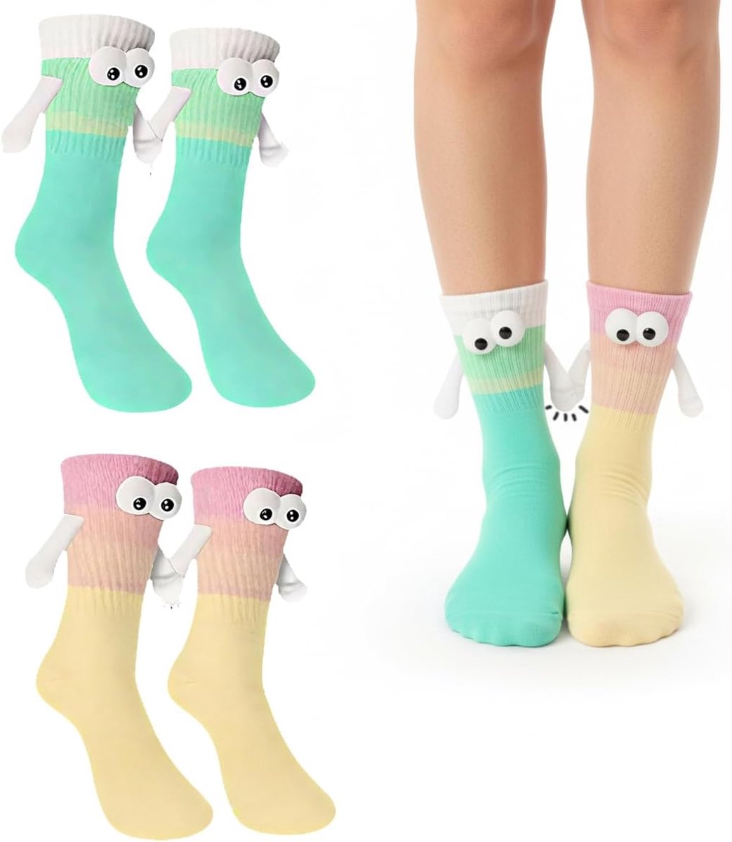 Sokken – grappige knuffelsokken met magneet voor meisjes, kinderen en paren – origineel cadeau