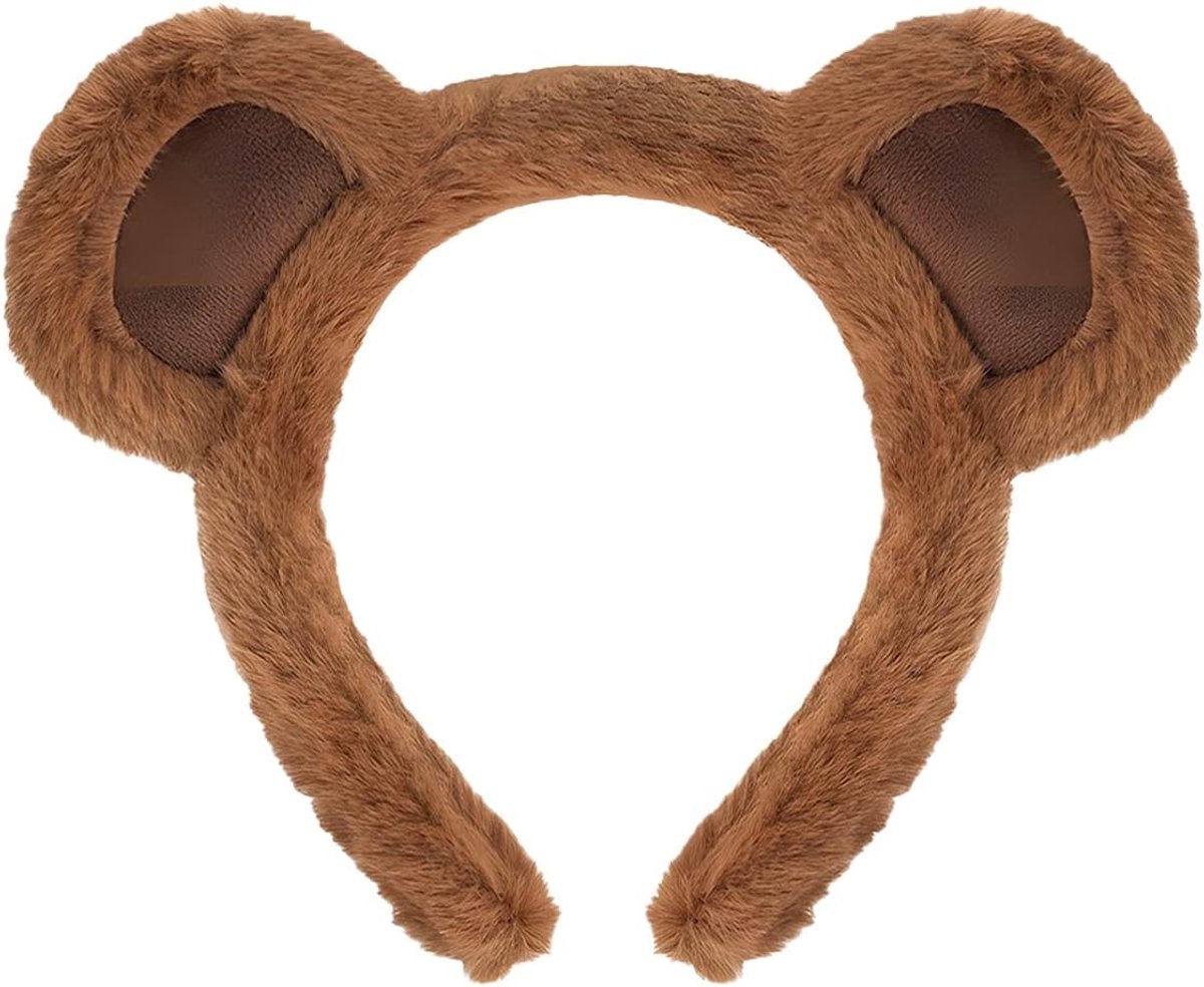 Hoofdband met berenoren, schattige hoofdband, berenoren, bruin, behaaglijke haarband, hoofdband met bruine berenoren, dierenhoofdbanden voor kinderen en volwassenen, gezichtswas-haarband voor vrouwen