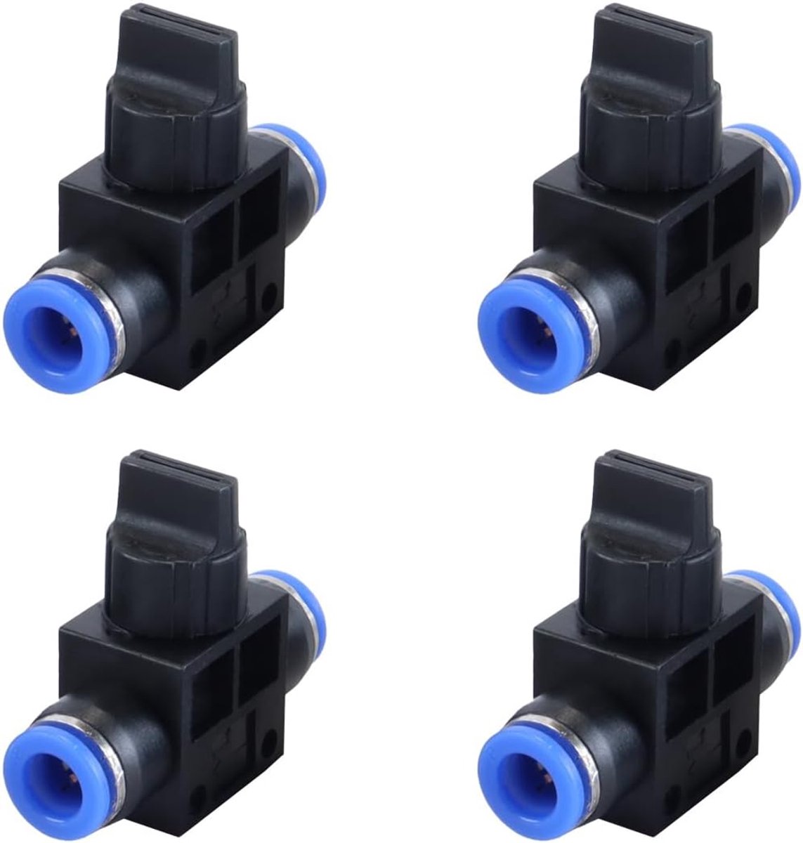 4 stuks 8 mm OD pneumatische kogelkraan, voor pijpleidingen en pneumatische systemen en 8 mm slang OD (HVFF8)