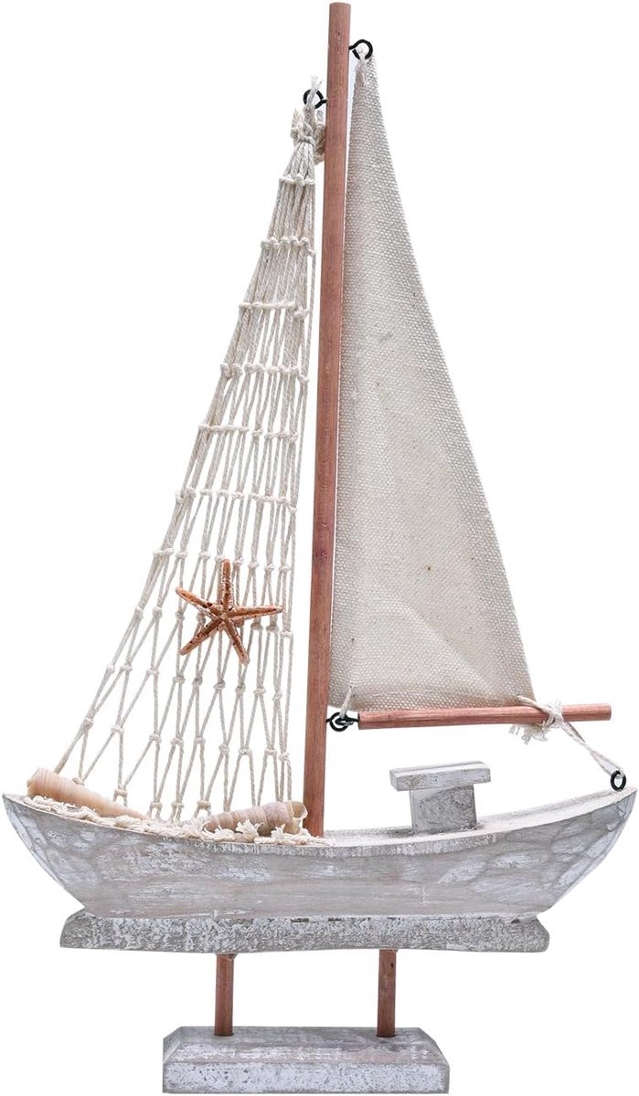 Ornament van hout, mediterrane stijl, zeilboot, maritieme decoratie, doop, tafeldecoratie, zeilen, cadeau, thuis, kamerdecoratie, 1 stuk