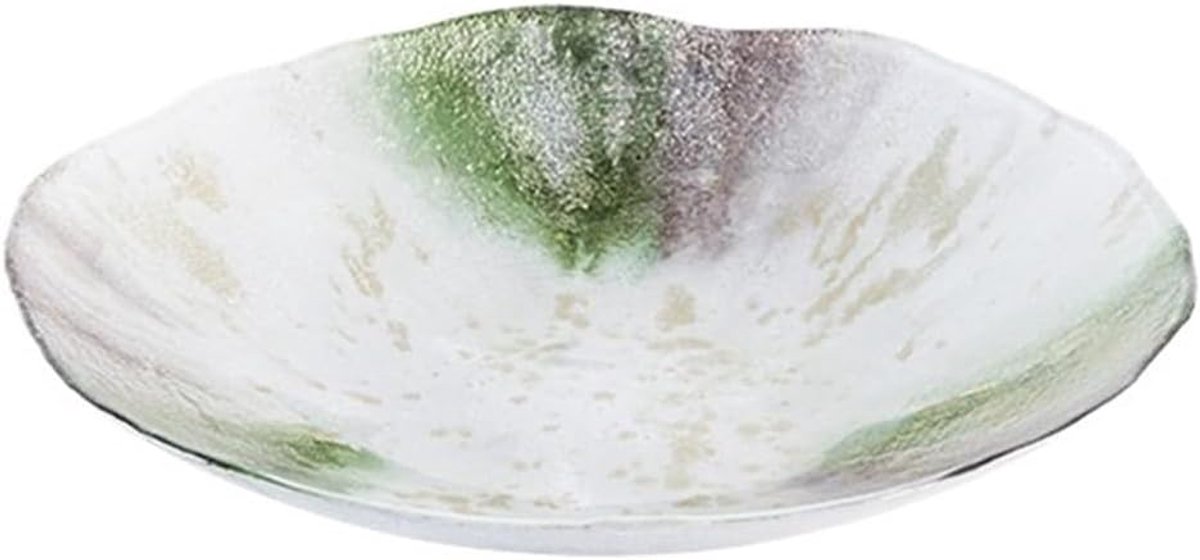 Fruitschaal Groenteschaal in Scandinavische stijl, modern, afgerond, kristalglas, parelmoerwit, eenvoudige snackhouder, creatieve keramische saladeschaal(Klein)