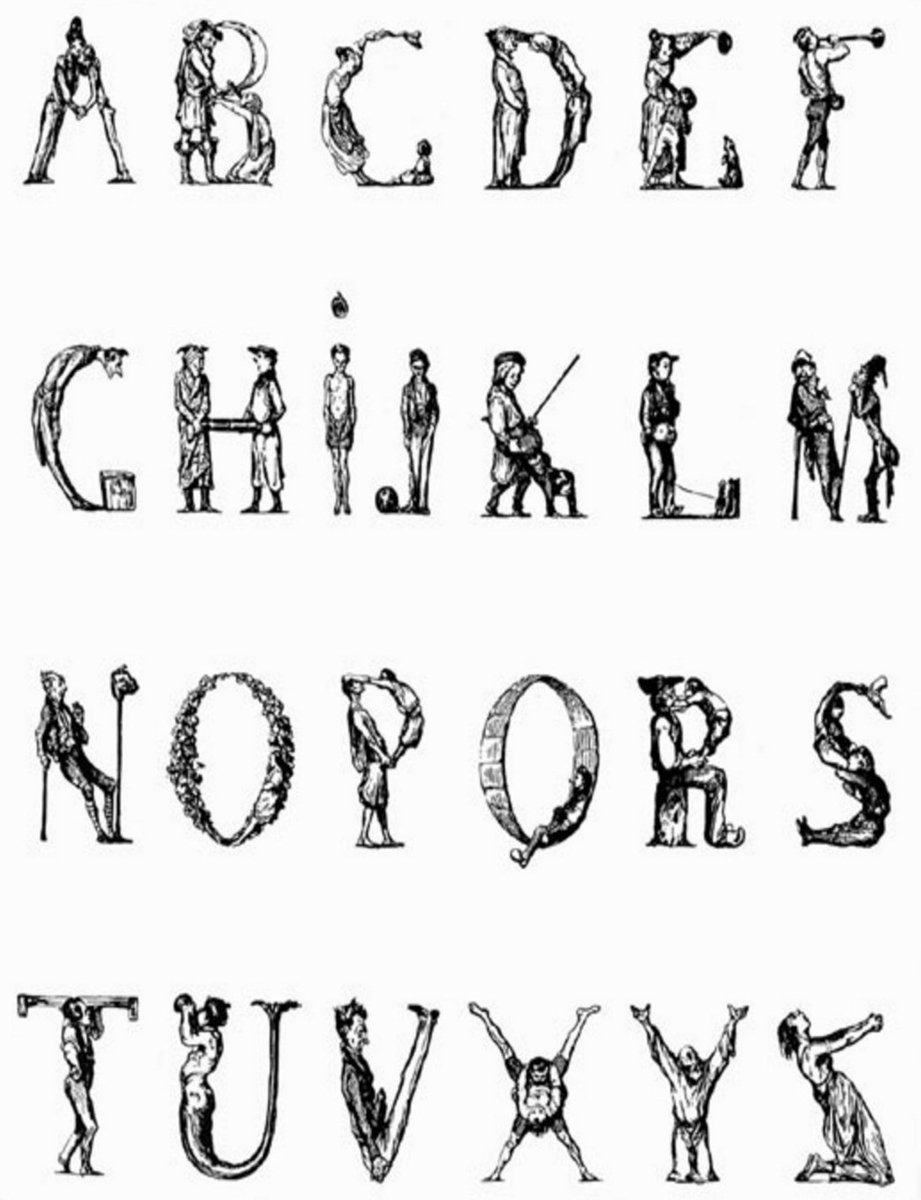 Writing Paper Notebook: Human Alphabet Art cover
