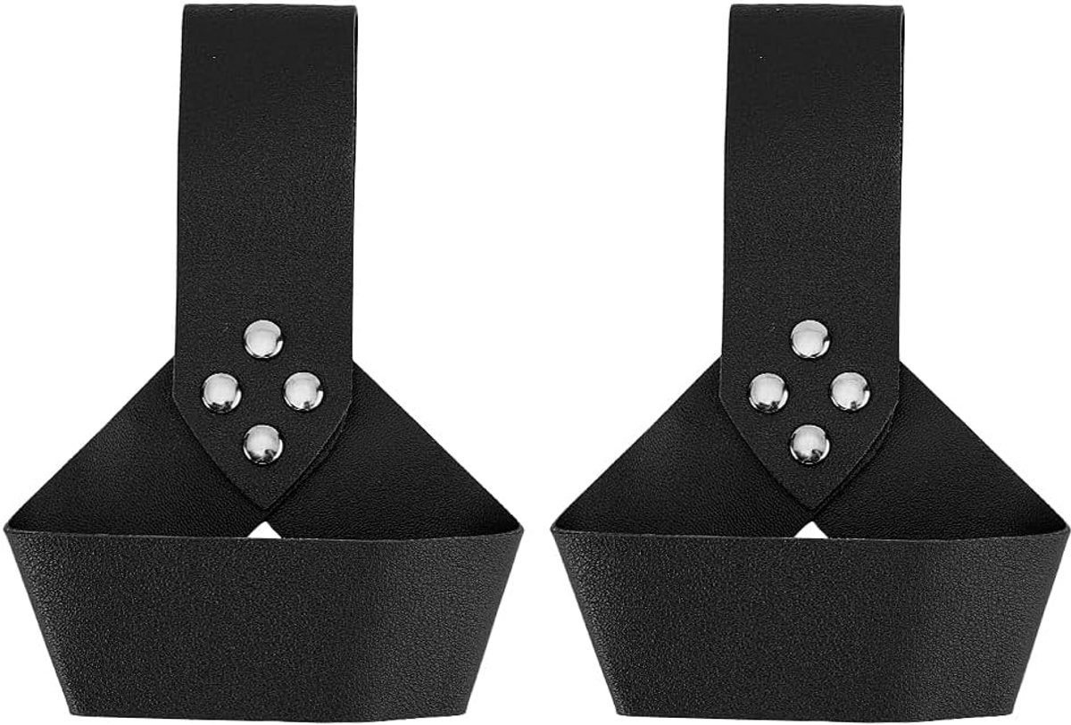 2 Stuks Zwart Dolk Kostuum Zwaard Kikker PU Lederen Middeleeuwse Renaissance Dolk Zwaard Schede Cosplay Zwaarden Riem Houder voor Kostuum Cosplay Riem Schede Accessoire Renaissance Fairs