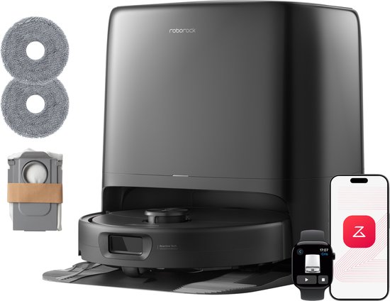 Roborock Qrevo 2 Pro Set-Robotstofzuiger-FlexiArm-technologie-25000 Pa-dubbel anti-klitsysteem-Intensieve tapijtreiniging 15 mm Dweilverhoging-Drogen met 45°C hete lucht en zelfreiniging op 75°C-Roborock SmartPlan 3.0-Reactive Tech obstakelvermijding