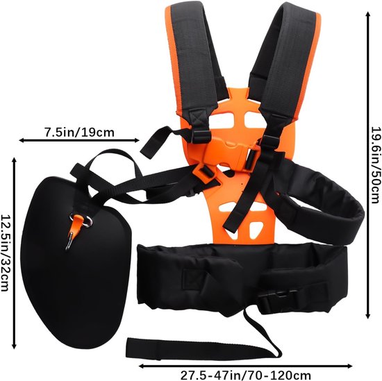Dubbele schouderriem, professionele schouderriem voor bosmaaier, grastrimmer, grasmaaier, tuinieren, accessoires — afbeelding 5
