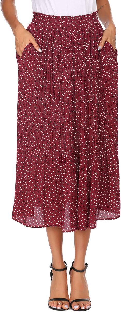 Chiffon rok boho retro maxi plooirok zomer rok met zak