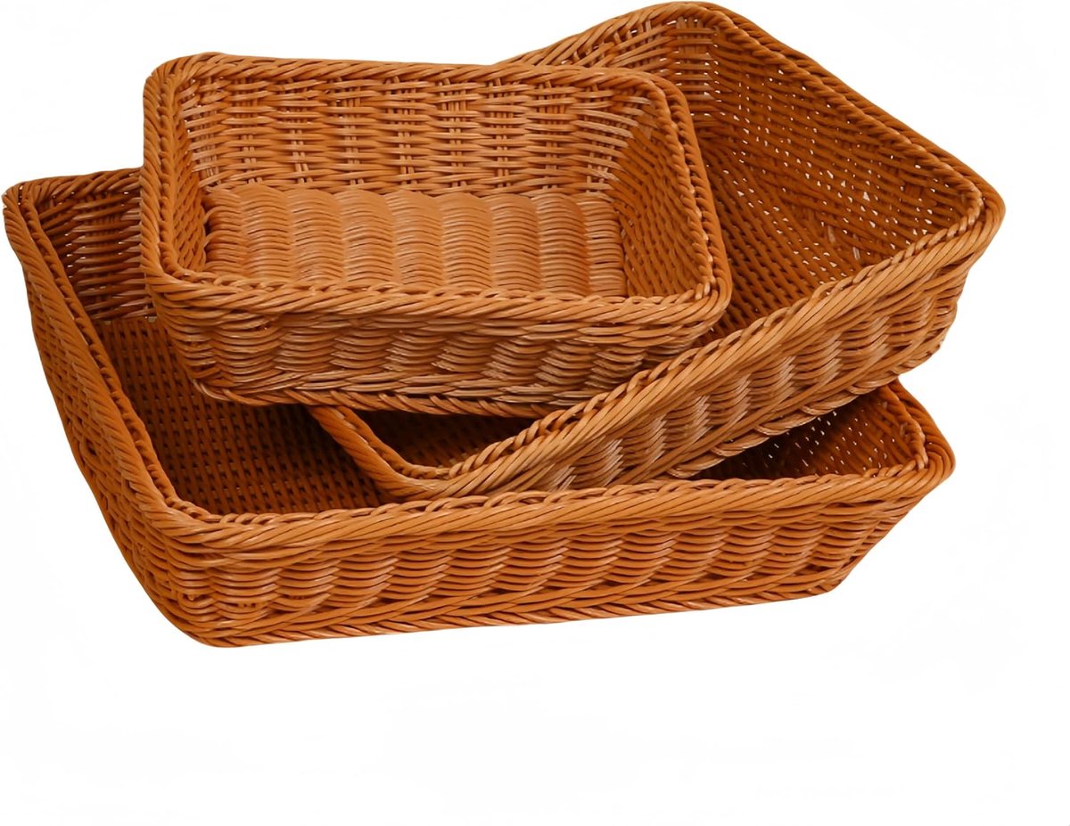Set van 3 gevlochten wilgenmanden, voor tafels, fruit, snoep, vitrine