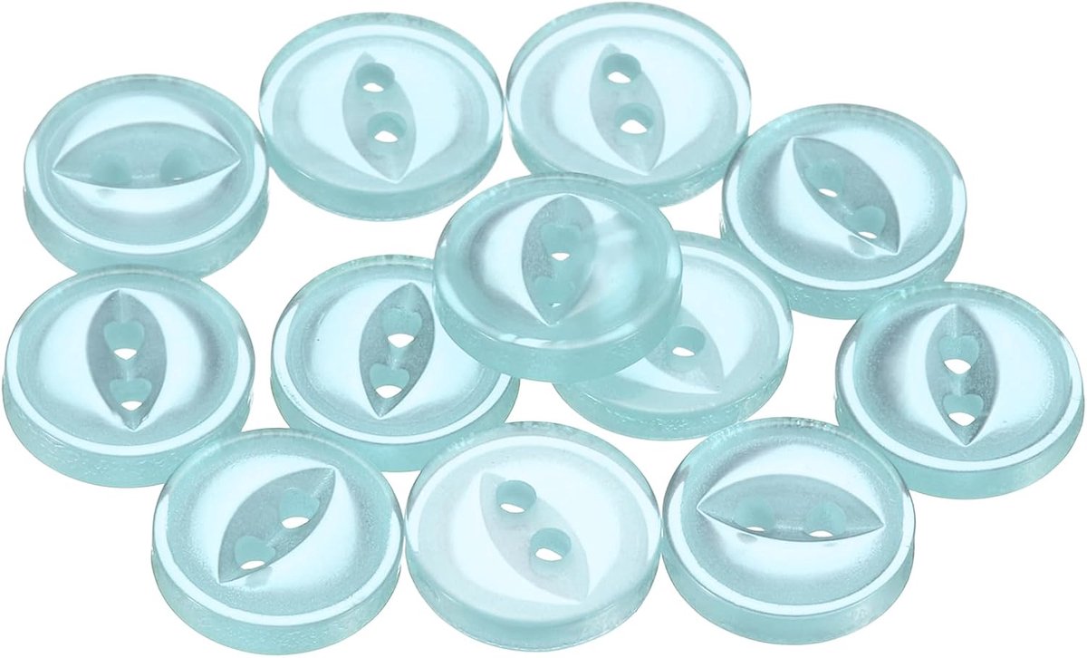 12 stuks, 16 l, lichtblauw, ronde knopen, 10 mm, 3/8 inch, hars, 2-gaten, visoog, handwerk, doe-het-zelf, reserveknop voor handwerk, broek, jurk, rok, kleding, stropdas, knopen