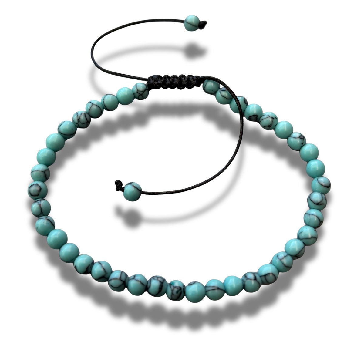 Armband - natuursteen - 4 mm - turquoise - 16 tot circa 21 cm - in lengte verstelbaar