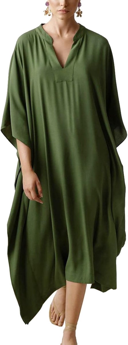 Kaftan, bohemien, cardigan, bedekkende jurk, grote maat, zwemkleding, Een marine, one size
