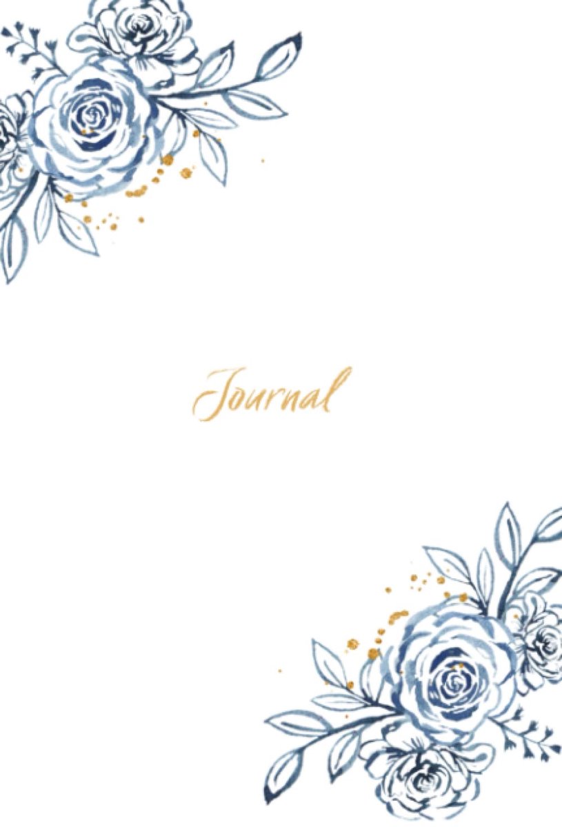 Blue and Gold Floral 6 x 9 Journal Notebook: White, Blue and Gold Floral Boho Journal/Notebook - 50 Lined White Pages