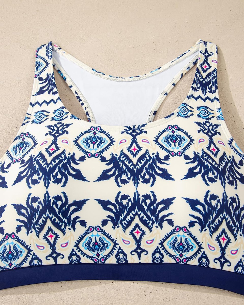 3-delig tankini-badpak voor dames, atletische badpakken, bescheiden tanktop met sportbeha