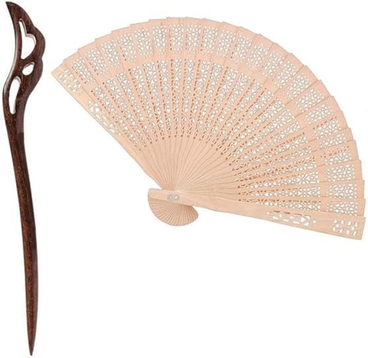 2 Stuks Opvouwbare Handwaaier voor Dames, 20 cm, Bamboe, Inclusief Haar Pin, Compact en Multifunctioneel – Perfect voor Mode, Decoratie en Speciale Gelegenheden
