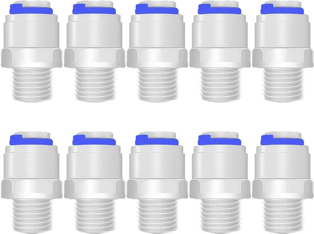10 stuks snelkoppelingen voor waterzuiveringsbuizen, insteekkoppelingen voor waterslangen, 1/4 inch BSP mannelijk - 3/8 inch