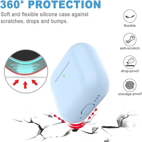 Hoes voor Airpods 4, dun beschermend Silicone Case voor AirPods 4th 2024 (USB-C) Skin Front LED zichtbaar siliconen hoesje, Lichtblauw — afbeelding 4