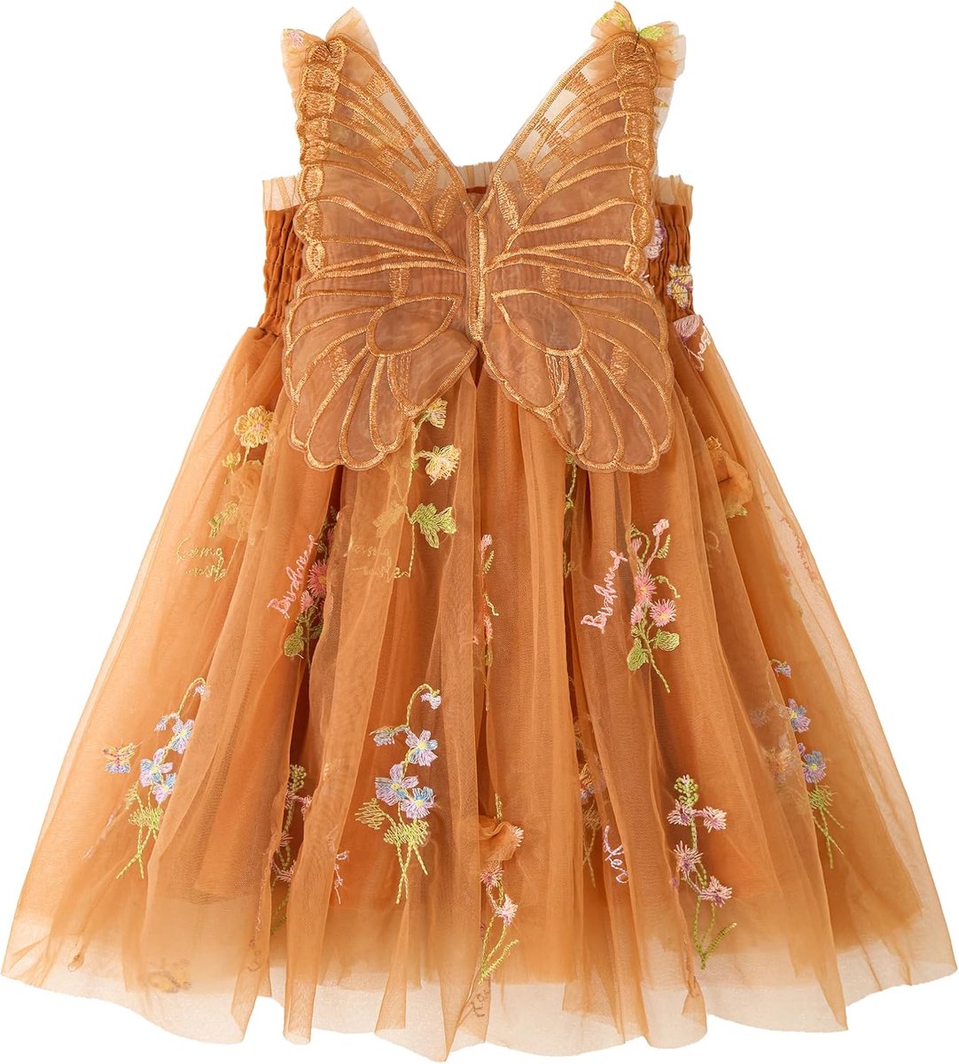 Jurk van tule met vlinders voor babymeisje, mouwloze peuterjurk met geborduurde bloemen, prinsessenjurk voor bruiloften, feestjes en verjaardagen