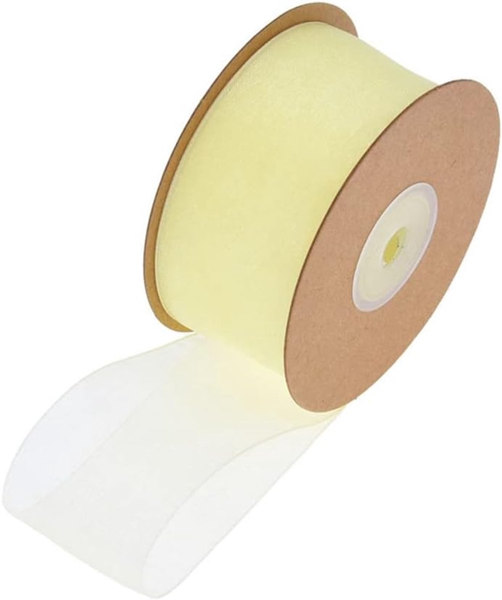 1 rol organza lint 2,5 cm x 22 m organza linten transparant lint chiffon lint cadeaulint chiffon decoratielint satijnen lint voor doe-het-zelf geschenkverpakking bloemenboeket decoratie beige