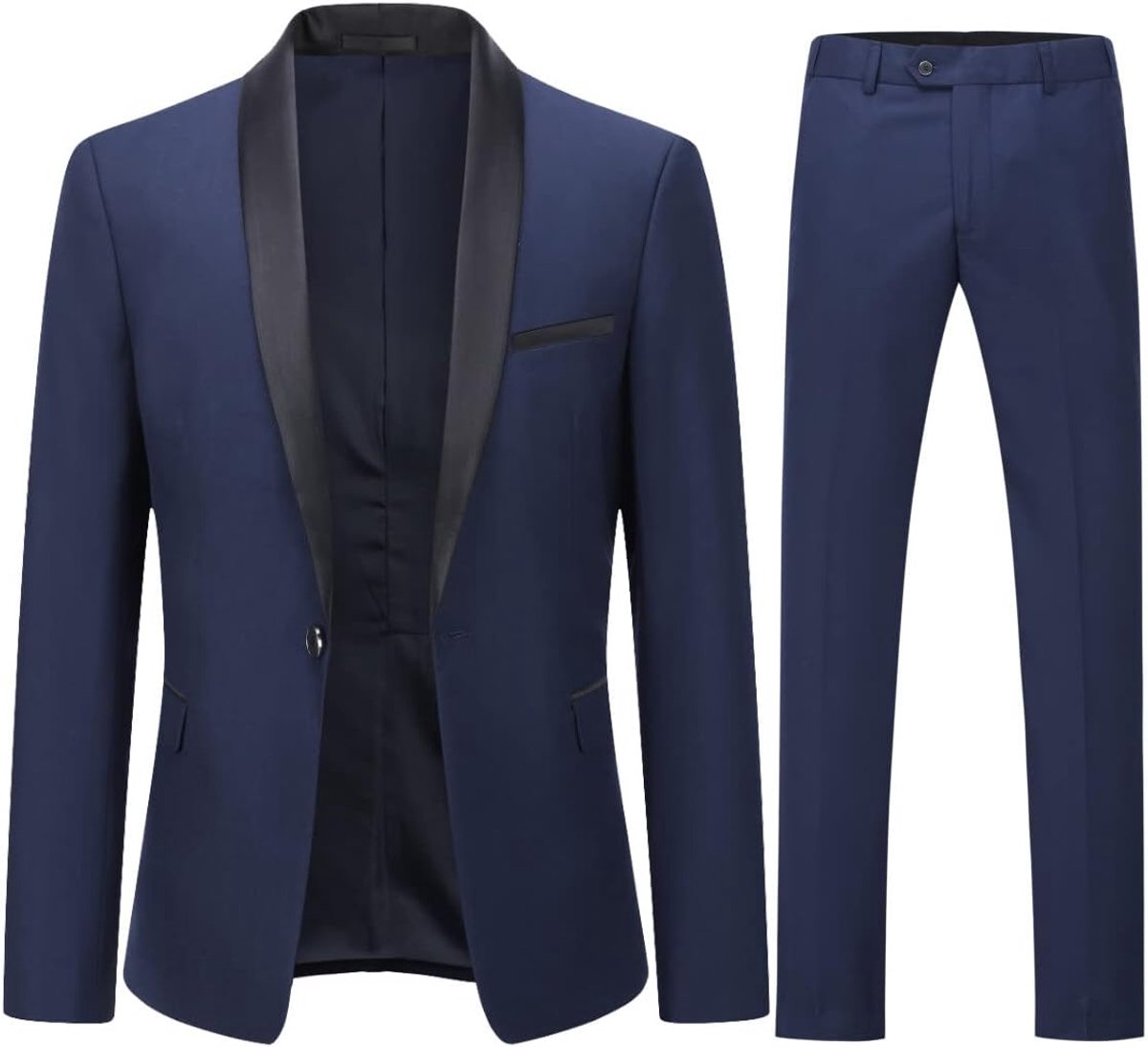 Herenkostuum, 2-delig pak, met broek en jasje, slimfit, met sjaal revers, 1 x knoop, voor bruiloften en diners