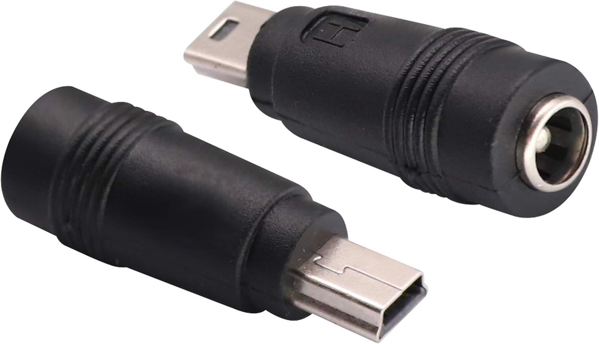 USB Mini DC Power Adapter Mannelijk naar 5.5x2.1mm Charge Barrel Jack 5V Voor USB Oplaadapparaat (2 Pack-Mini)