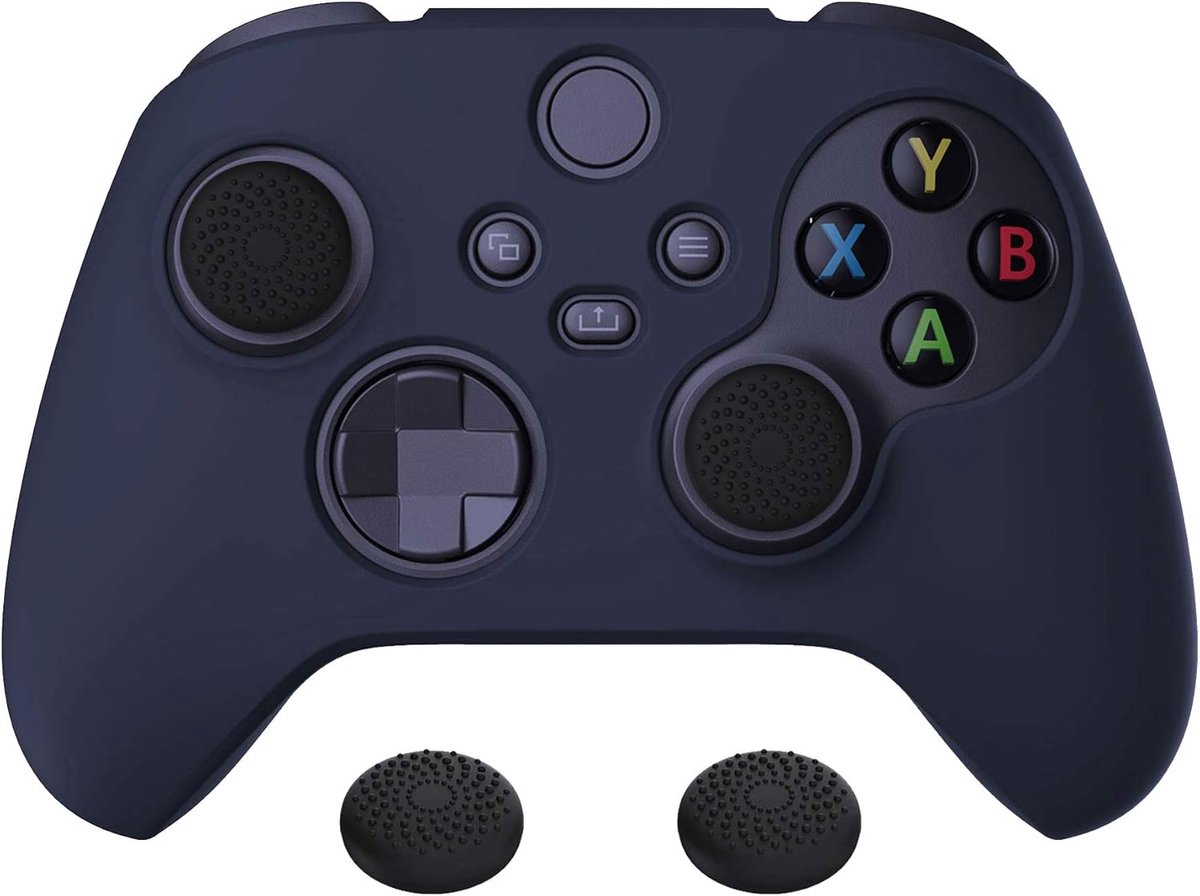 Antislip Siliconen Hoes voor Xbox Series X/S Controller,Zachte Rubberen Beschermhoes voor Xbox Series X S,Case Protector met Duimgreepdoppen-Middernachtblauw(Pure Serie)