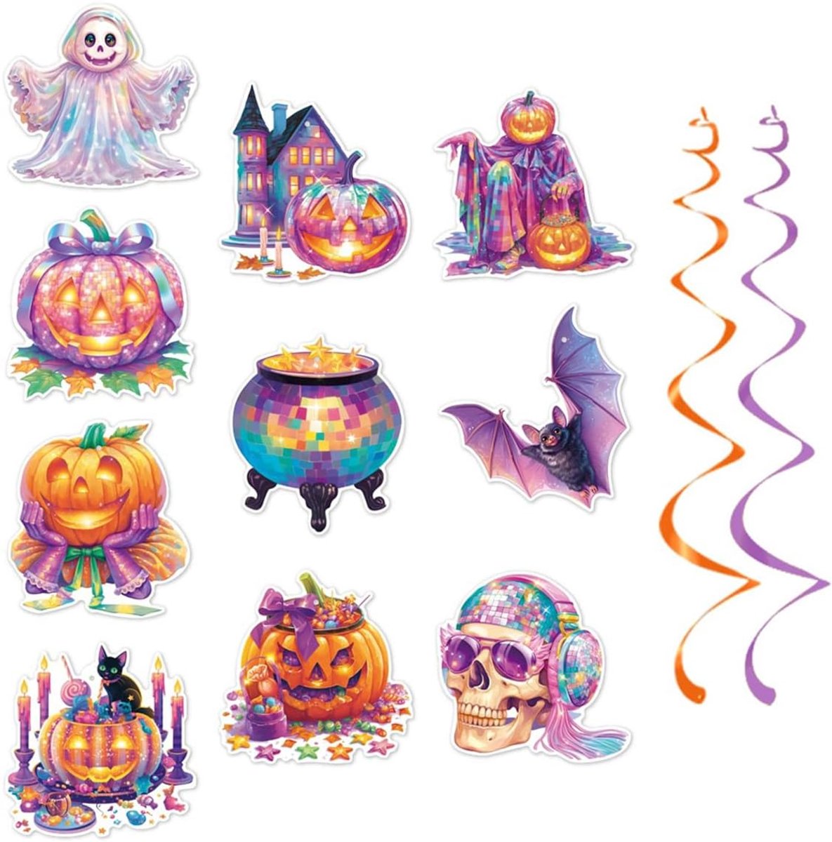 Spiraal voor Halloween, vleermuizen om op te hangen, Halloween-decoratie, voor binnen en buiten, feestaccessoires