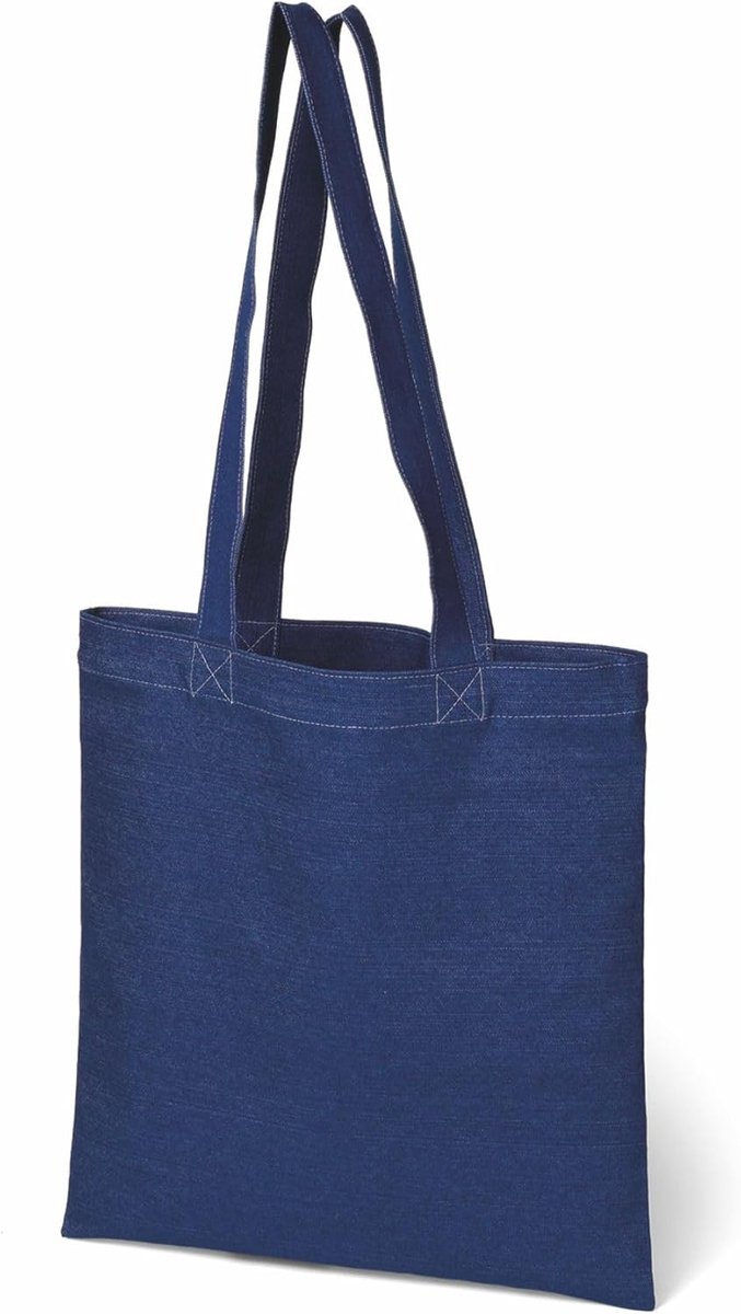 Boodschappentassen van hoge kwaliteit stoffen zakken voor wasgoed, sport, winkelen, levensmiddelen, milieuvriendelijk, herbruikbaar, met handgrepen, denim tas, Blauw Jeans