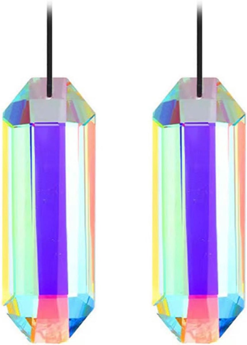 Zonnevangers 3" grote kristallen prisma's zonnevanger met glazen rechthoek gekleurde zeshoek regenboogmaker voor kroonluchter tuin fantasie esthetiek huis
