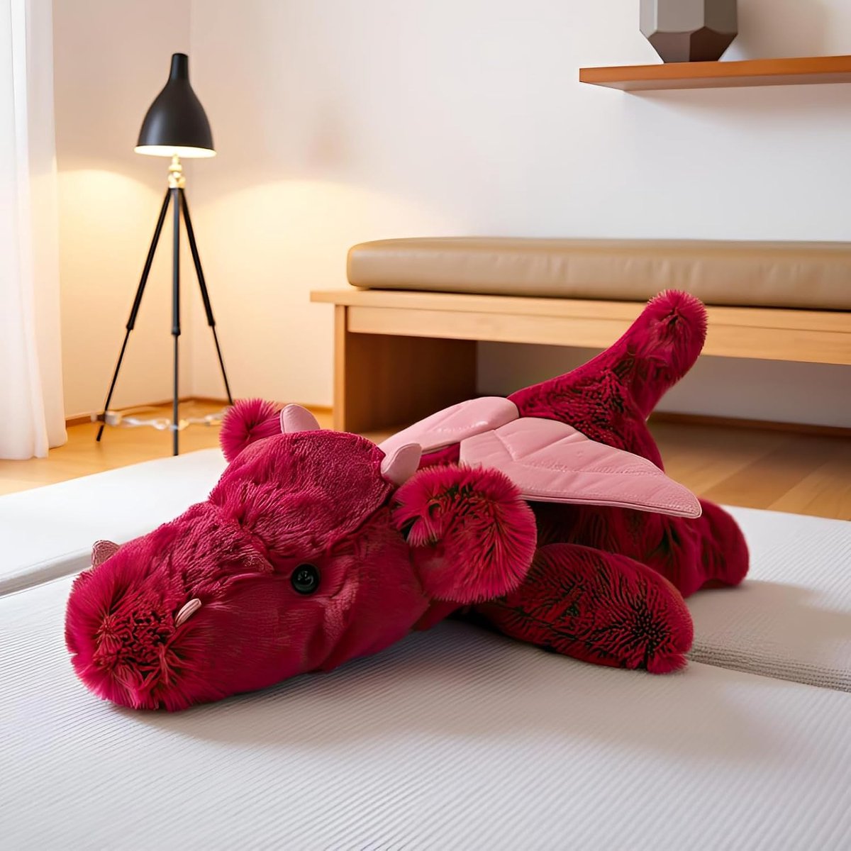 Draak Knuffeldier 60cm 1.8kg Rood Verzwaard Dier Draak Groot Schattig Knuffeldier Zacht Cadeau Voor Kinderen | Schattig pluche draak, realistisch en zacht, verjaardagscadeau voor jongens, meisjes, kinderen, interieurdecoratie
