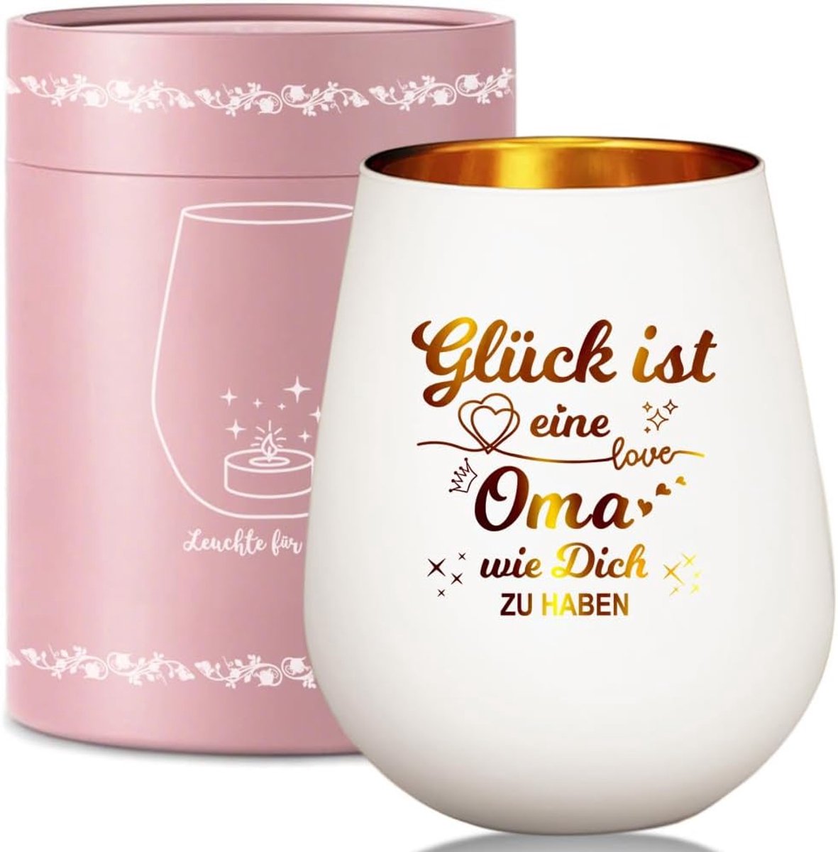 Windlicht glas met geschenkdoos, theelichthouder met gravure spreuk | Beste oma-verjaardagscadeau, bedankje oma, cadeau voor Moederdag, verjaardag, Kerstmis