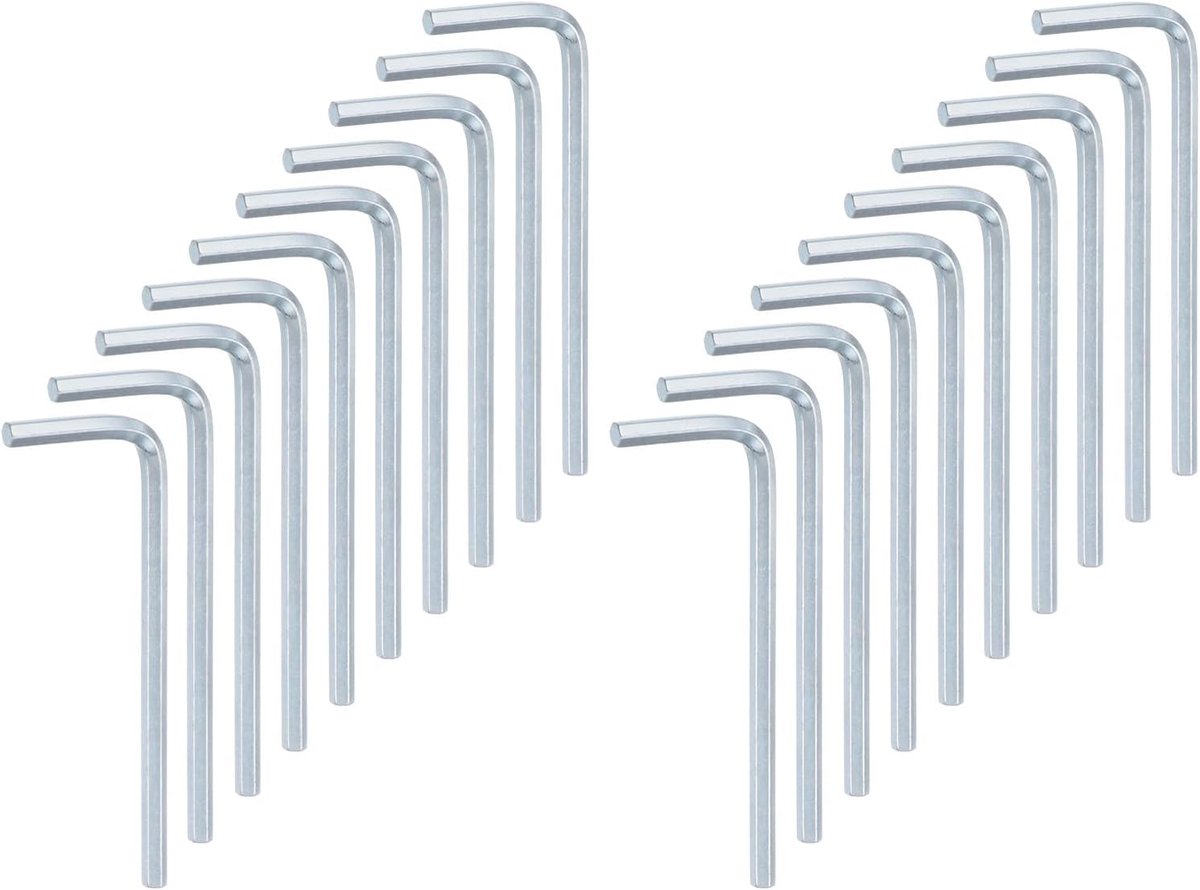Zeskantsleutels, 20 stuks, metrisch, vorm L, 3 mm, reparatiegereedschap van chroom-vanadium-staal voor reparatie thuis