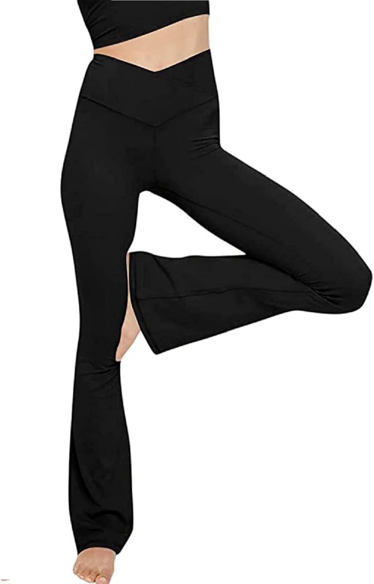 Yogabroek voor dames, met zakken, V-taille, bootcut, sportbroek, vrijetijdsbroek, joggingbroek voor fitness