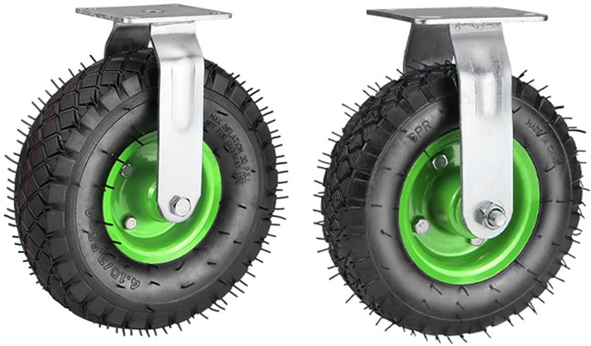 2 stuks bokwielset, 250 x 90 mm zware wielen, geluidsarme luchtwielen op transportwielen, zware belasting met schokdemping, draagkracht van 550 pond voor transportwagens en transportvoertuigen