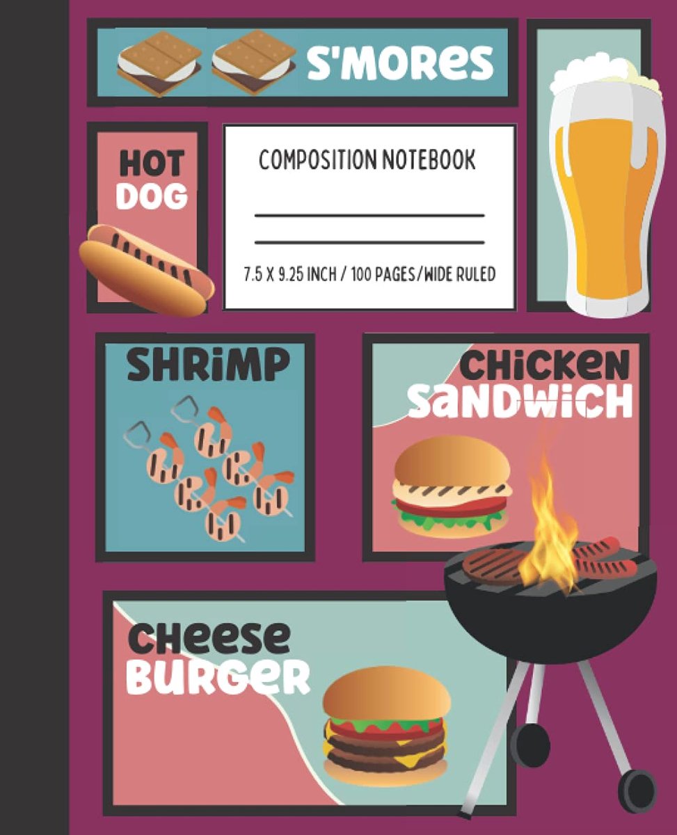 Cheeseburger Grilling Composition Notebook: Wide Ruled Journal for Barbeque Lovers