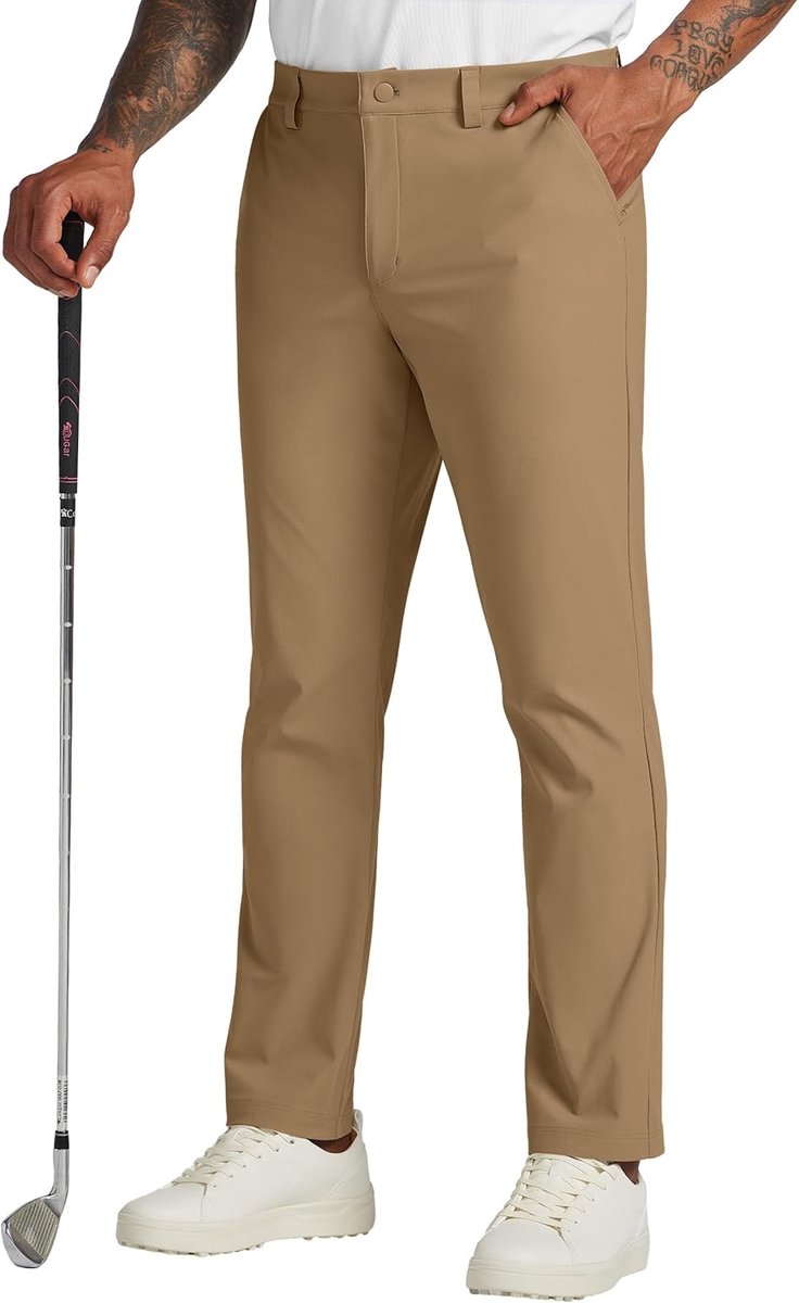 Golfbroek voor heren, stretchbroek, joggingbroek, sneldrogend, werk, kantoorbroek, casual broek met 4 zakken, 76 cm/81 cm/86 cm