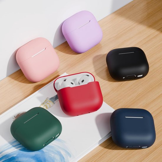 Hoes Compatibel met AirPods 4th Generation hoes 2024, Ultra-Thin, Beschermend Siliconen hoesj voor AirPods 4, LED vooraan zichtbaar (Rood) — afbeelding 5