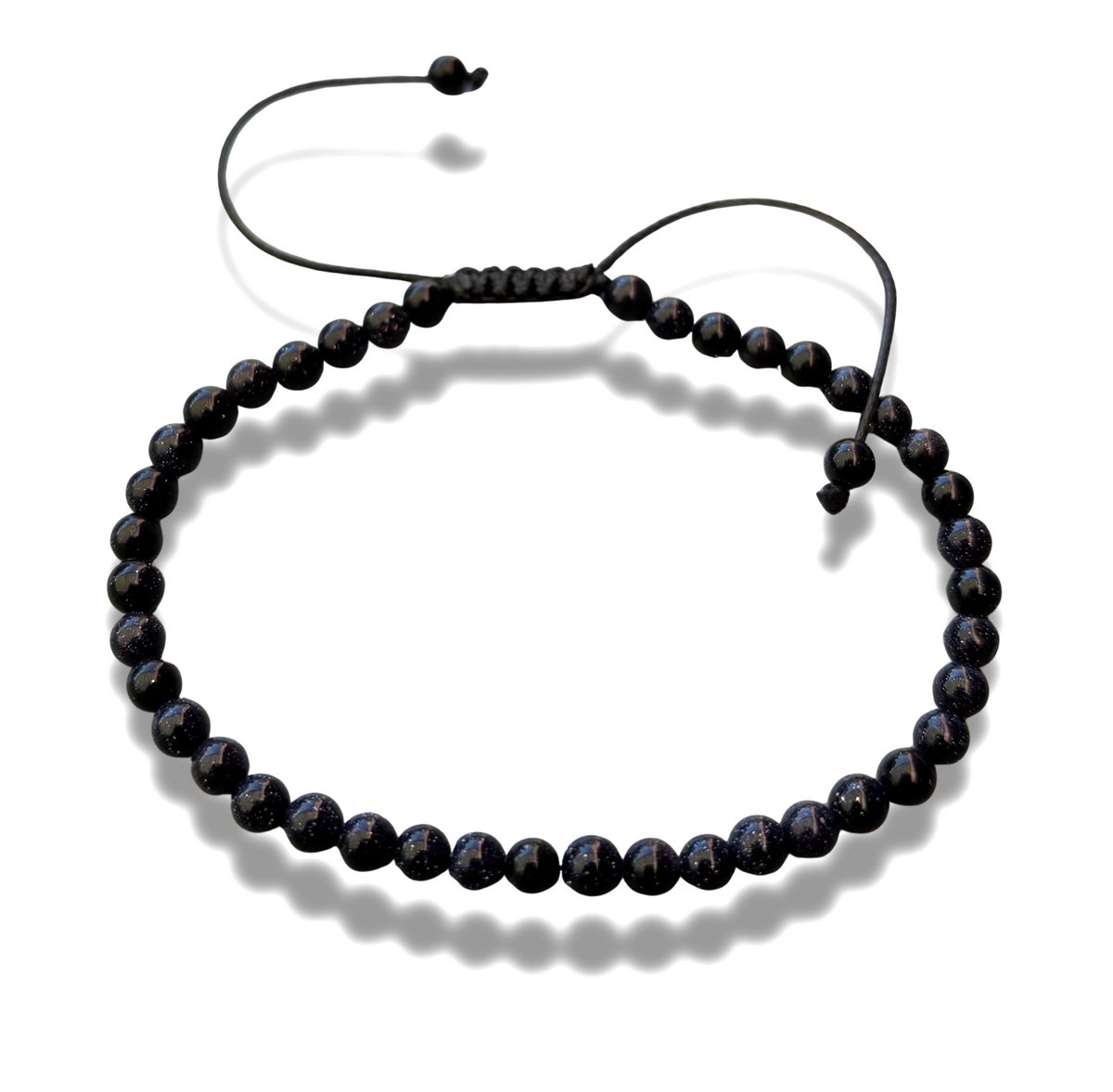 Armband - natuursteen - 4 mm - blue gravel stone - 16 tot circa 21 cm - in lengte verstelbaar