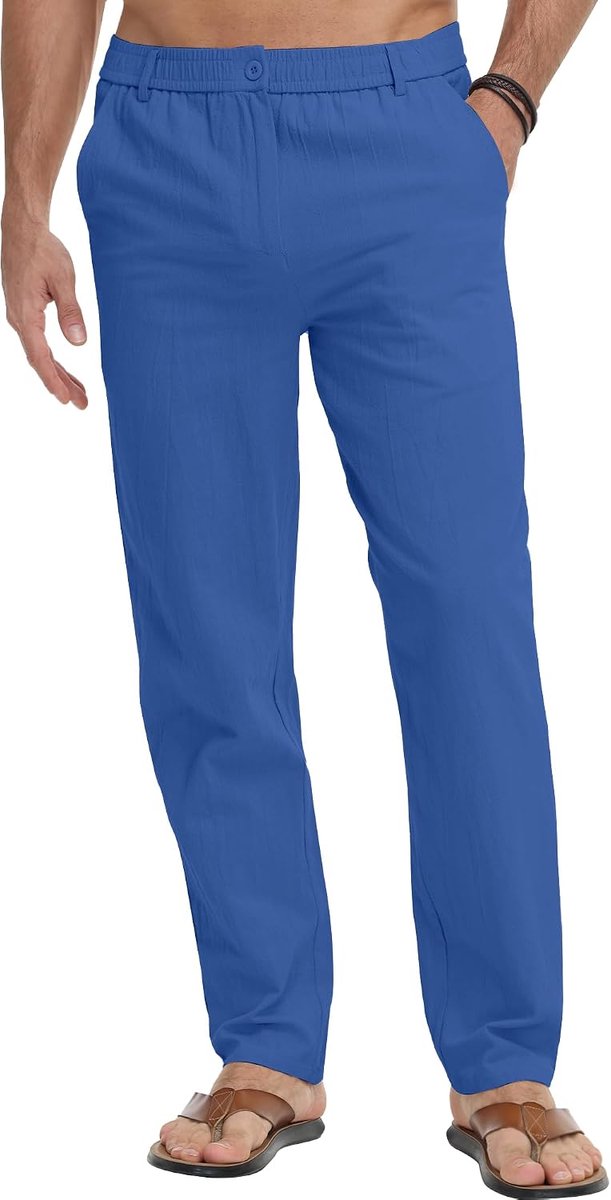 Herenbroek, lichte zomerbroek, lange vrijetijdsbroek, strandbroek, herenbroek