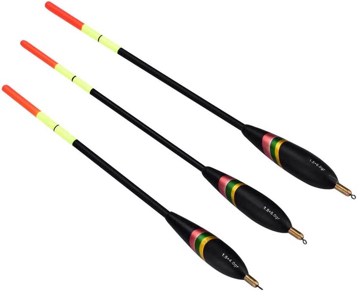 3 stks Visvlotter Bobber Vissen Staart Stok Drijvende Visgerei Vissen Accessoire 1.5 + 6g 1.5 + 5g 1.5 + 4g