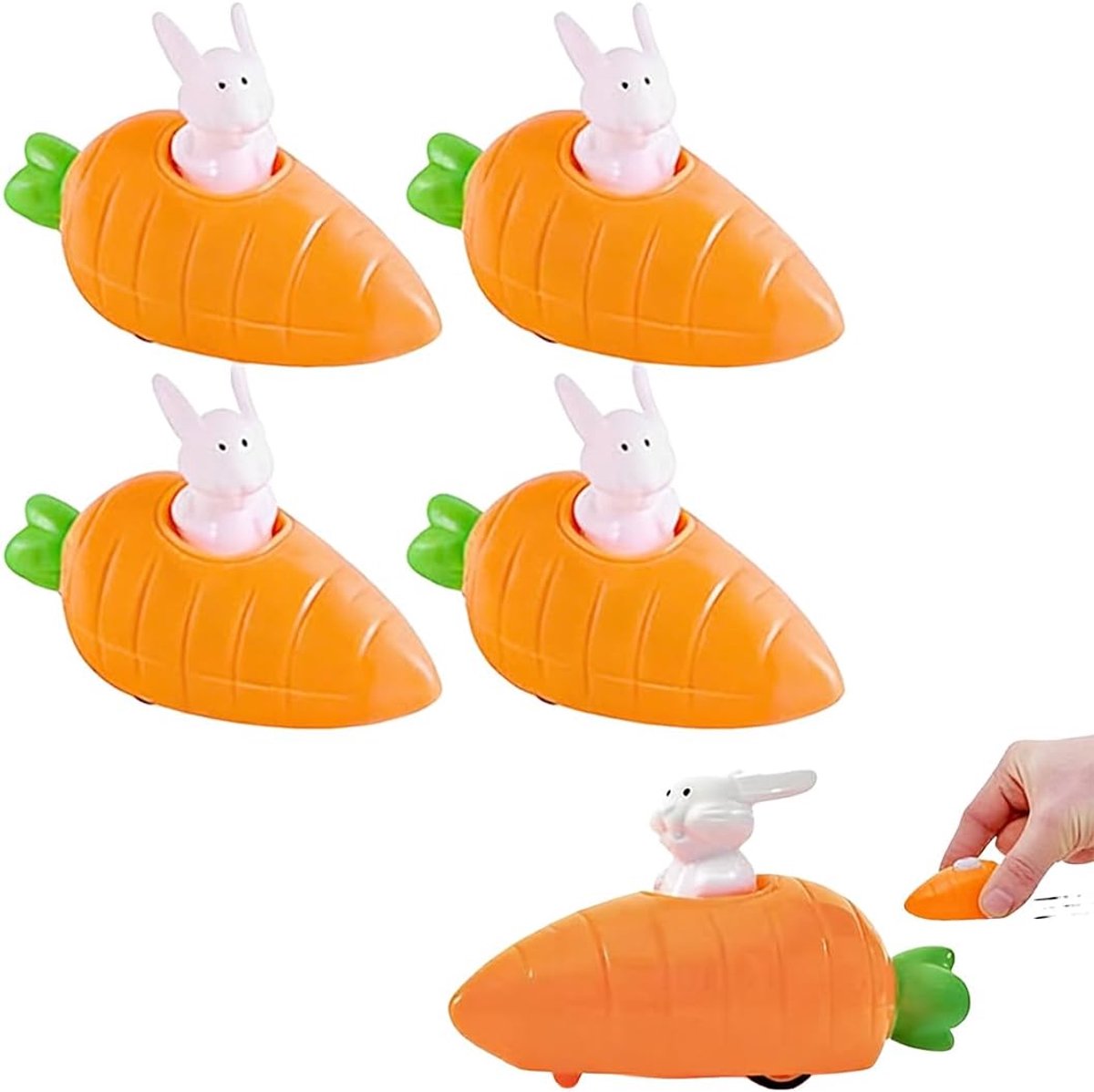 4 stuks paashazen in de vorm van een wortel, perfect als paasdecoratie, grappige hazen, cadeau-ideeën voor verjaardagsfeesten