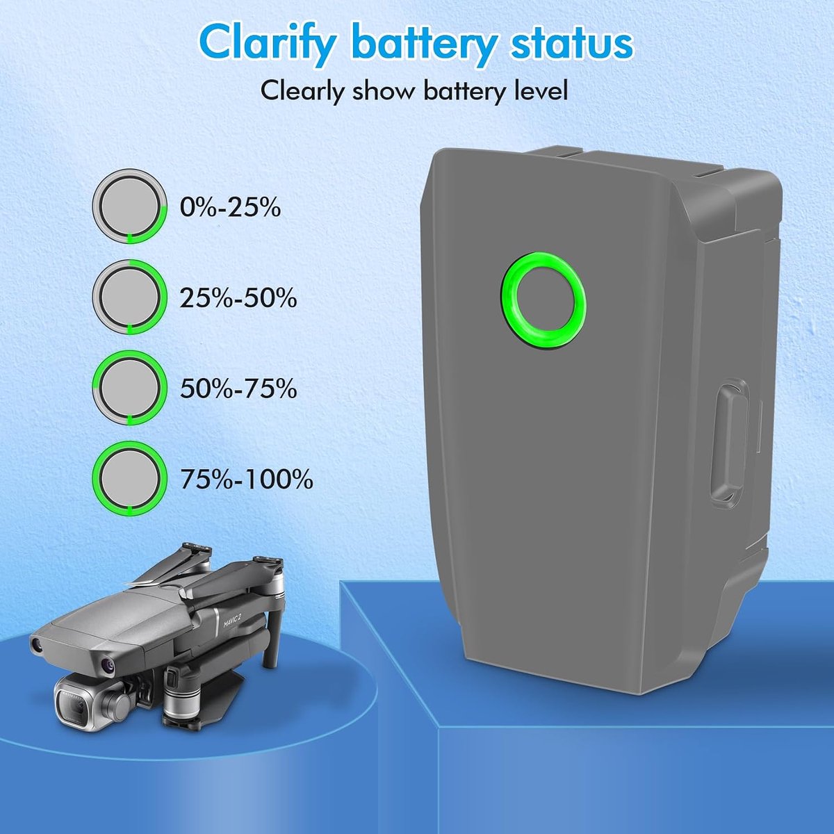 Smart accu Mavic 2 Pro, 3850 mAh, 15,4 V, 1 verpakking, maximale vliegtijd 31 minuten, compatibel met DJI Mavic 2 Mavic 2 Pro, Mavic 2 Zoom, Mavic 2 Enterprise – foto 3