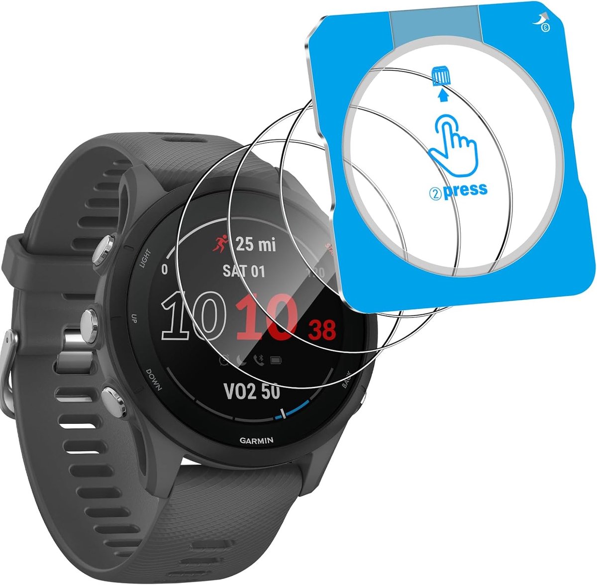Beschermfolie voor pantserglas voor Garmin Forerunner 255 / Forerunner 255 Music, 3 stuks pantserbescherming glas displaybeschermfolie, 9H hardheid veiligheidsglas HD helder anti-kras zonder