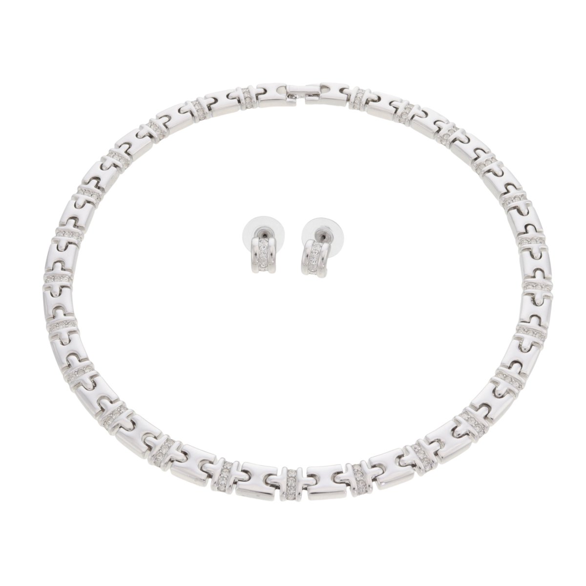 Zilverkleurige sieradenset dames ketting oorbellen – cadeau vrouw – nikkelvrij – Oostenrijks kristal – geschenkverpakking