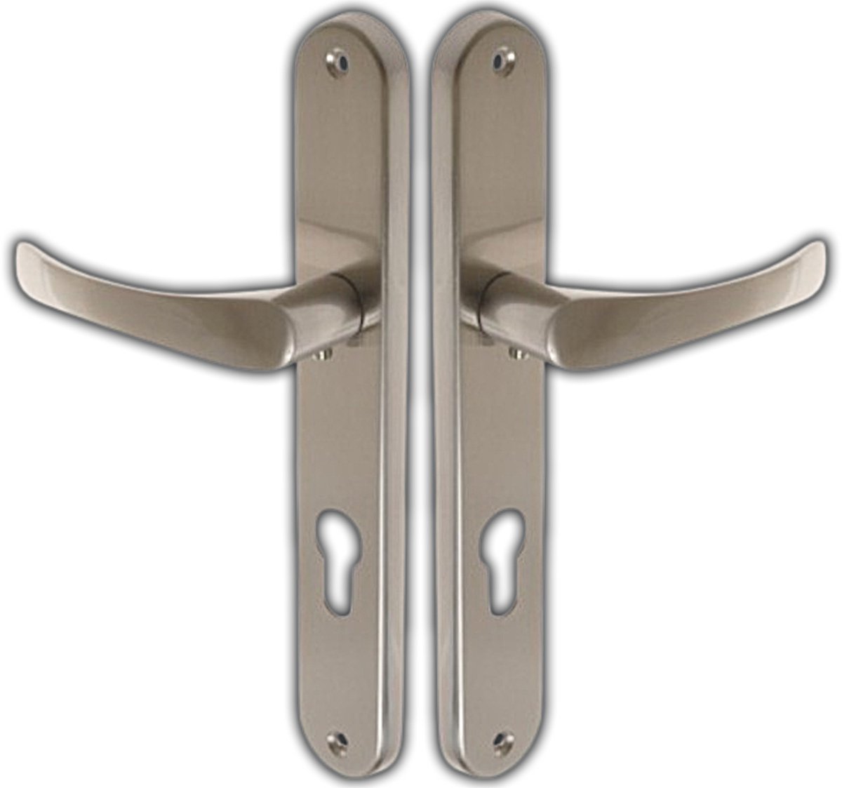 CLASSIC 72 Deurknop met Lang Schild - Nikkel Satijn - 72 mm