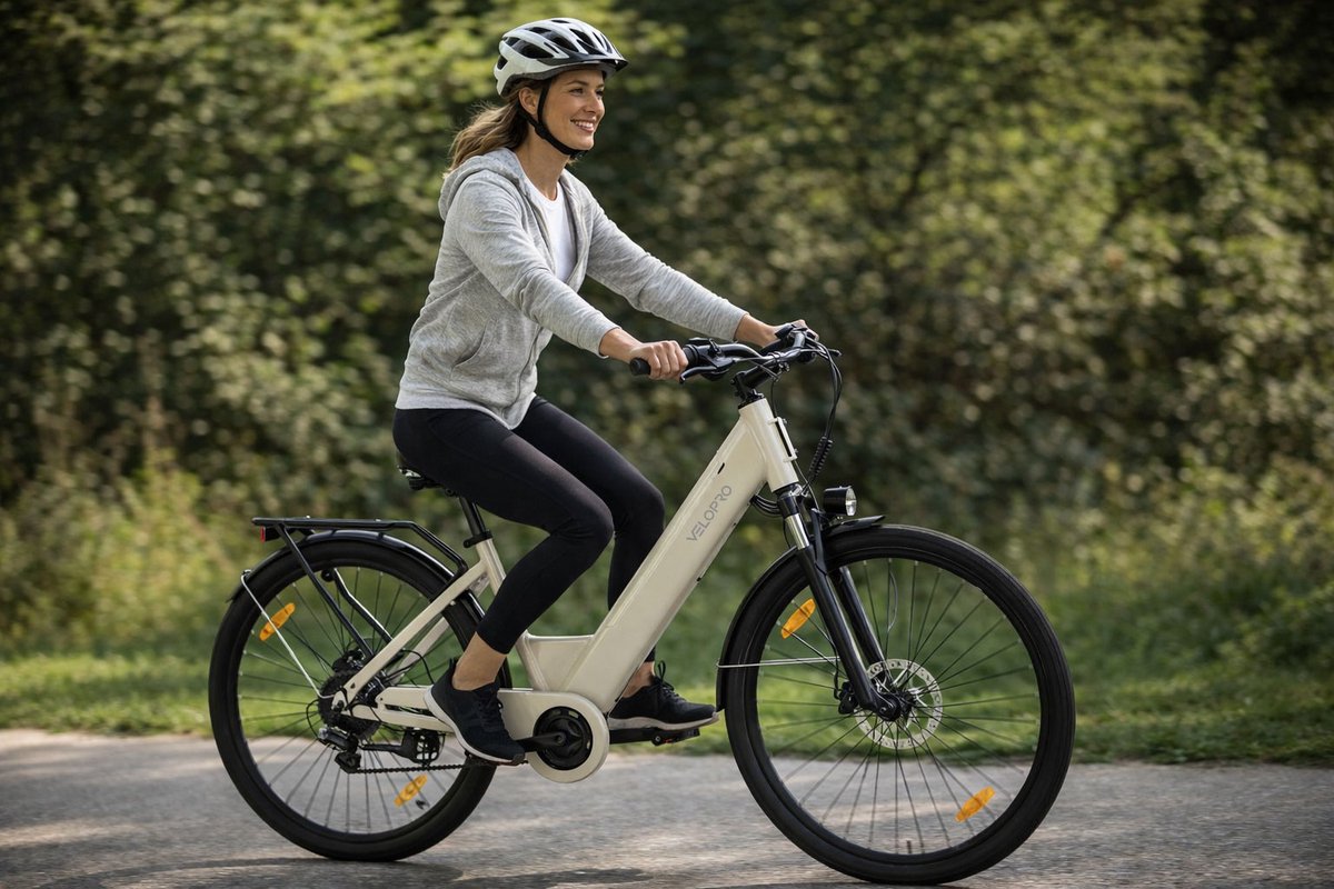 C1 28 inch Elektrische Fiets - 250W Motor - 36V 13Ah Accu - Bereik tot 80-100km - Shimano 7-Snelheden - Max 25km/u - - Verende Voorvork -Elektrische stadsfietsen -Champagne goud thumbnail 6