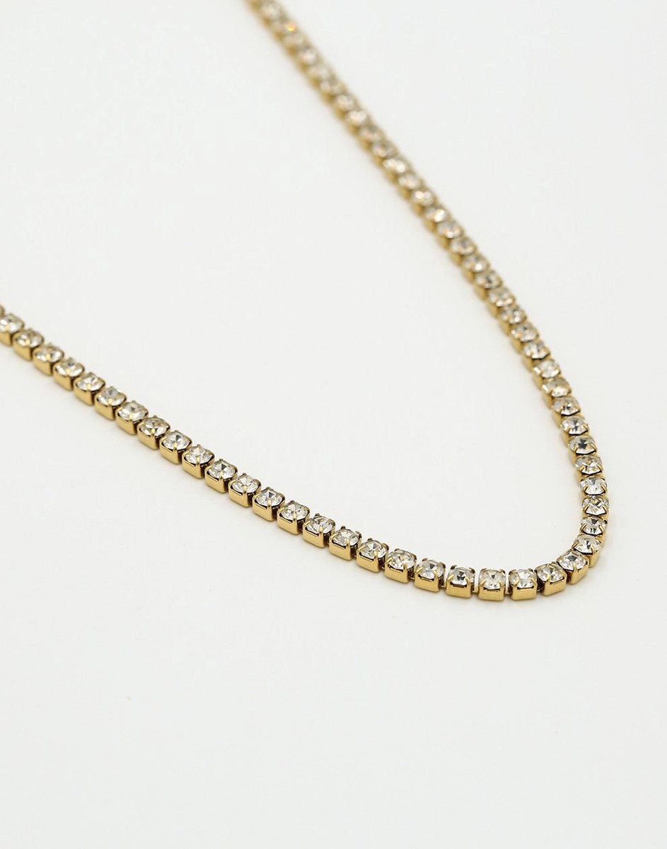 Tennis Ketting 3mm Goudkleurig - 40cm + 5cm verlengstuk - Stainless Steel - Glow Adora