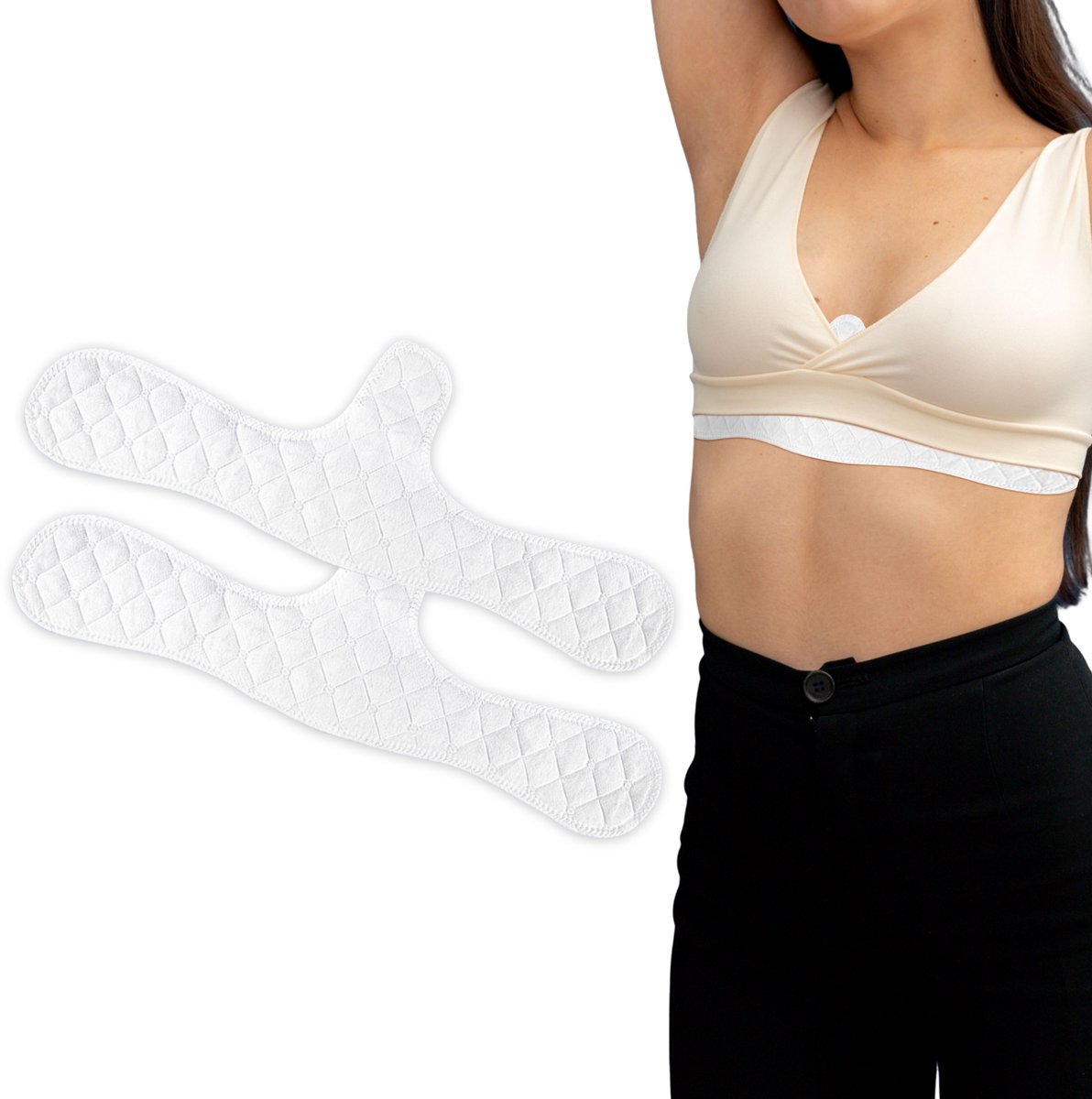 Shapetape BH Zweetstopper pads (2 Pack) – Katoen – Anti Zweet Pads voor Onder de Borsten – Tegen BH Zweet, Zweetplekken & Geur – Herbruikbare Anti-Transpiratie Beha Pads – Comfortabele Zweet Absorberende Pads