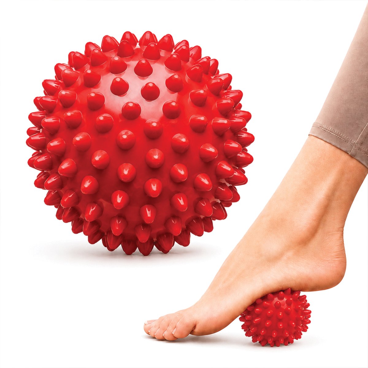 ComfiCare® Massagebal - Diameter 9 cm - Flexibele harde rubber - Triggerpoint bal - Lacrosse bal - Voetmassage roller - Massagebal voeten - Fascia bal - Voetmassage bal - Massage ballen - Massagebal triggerpoints - Diameter 9 cm - Rood