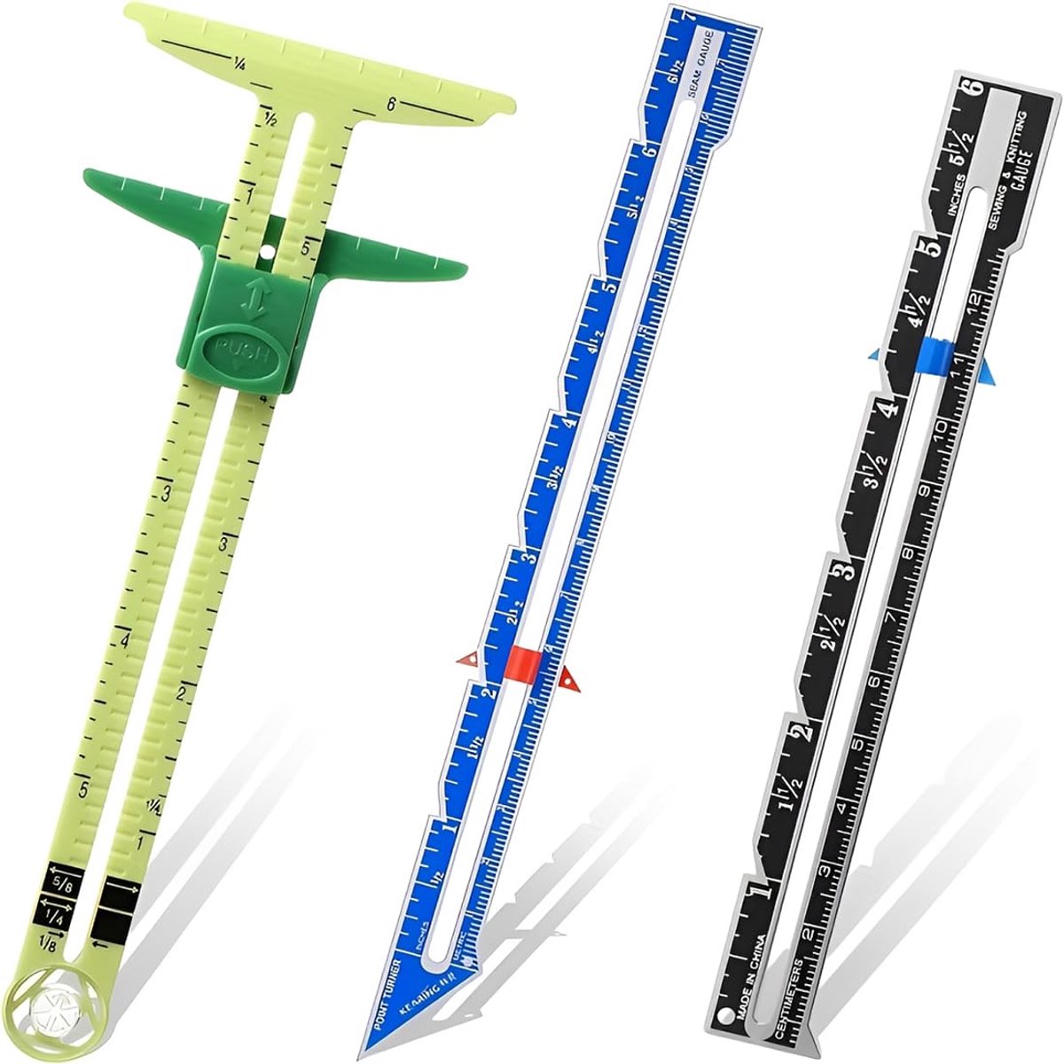 3-delig Nähaccessoires Set met Schuifbare Nählinealen voor Precisiewerk