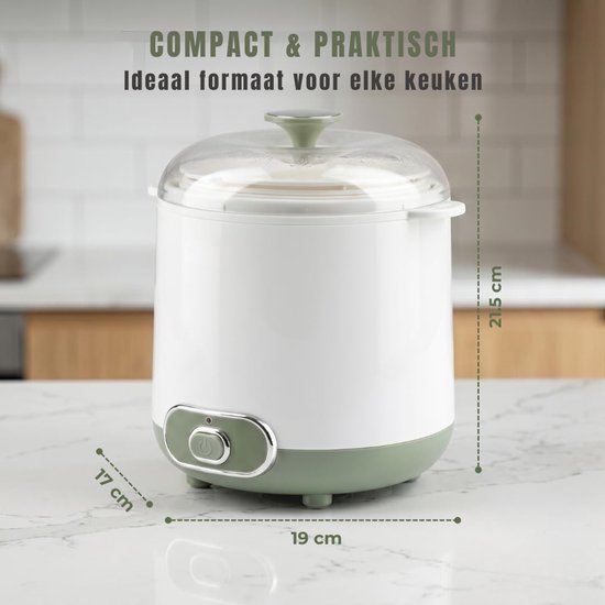 Ploutos® Yoghurtmaker - Voor Gezonde Homemade Yoghurt - Compacte Keukenmachine - Wit/Grijs - 19cm x 17cm x 22cm van Ploutos — afbeelding 2