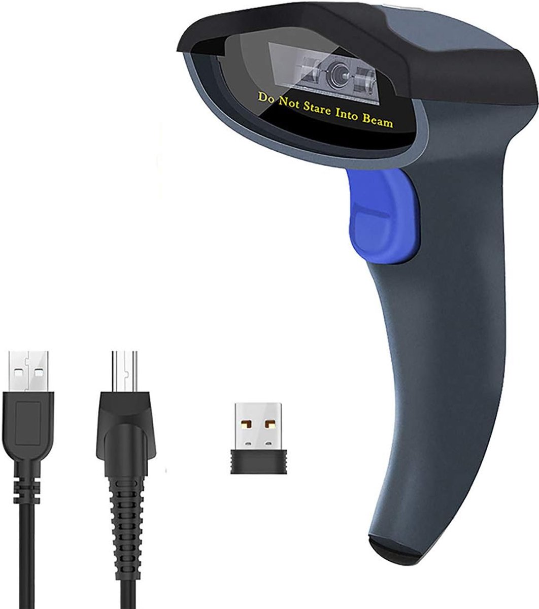 Draadloze Barcodescanner Handheld CCD-barcodelezer (2,4 GHz draadloos en USB 2.0 bedraad) Barcode-handscanner, Ondersteunt voor MAC, Windows-pc, Laptops W6